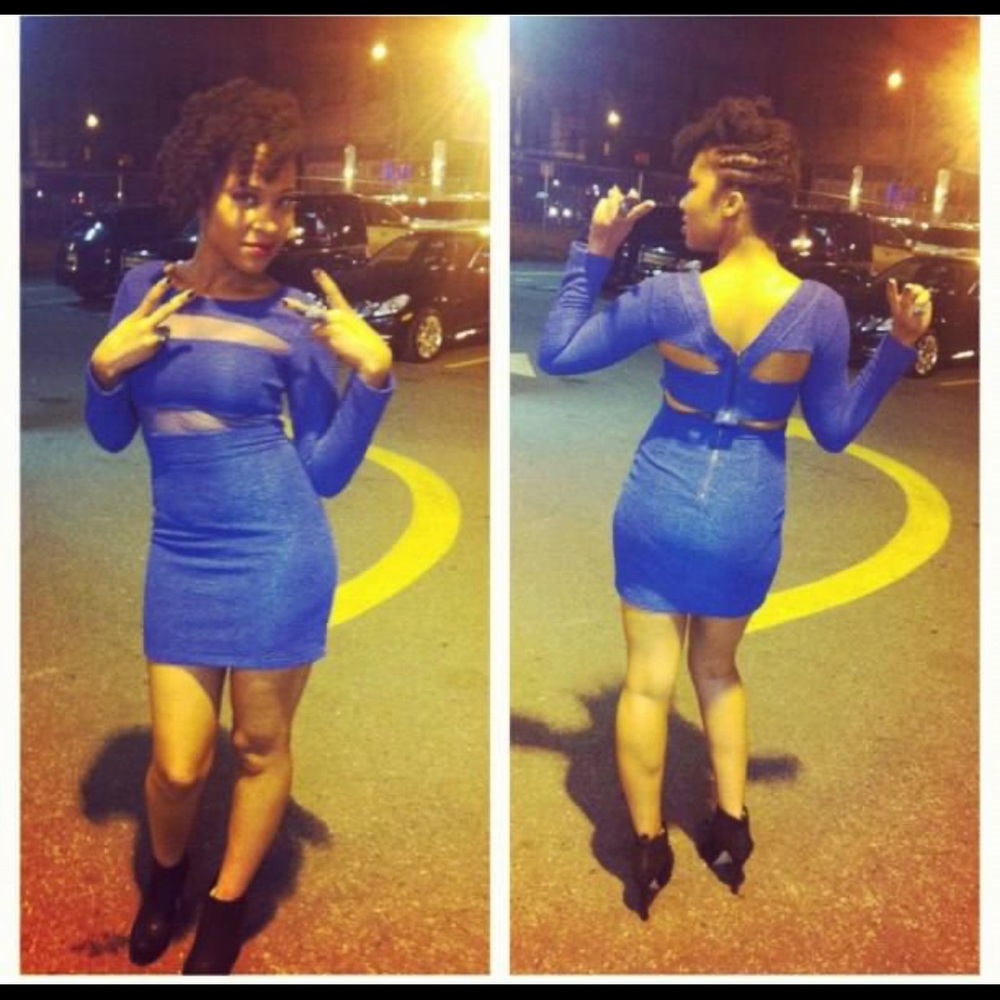BCBGeneration blue long sleeve cutout mini dress